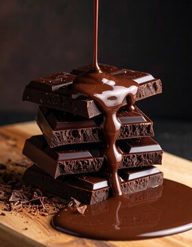 Dark chocolate stack with melted topping