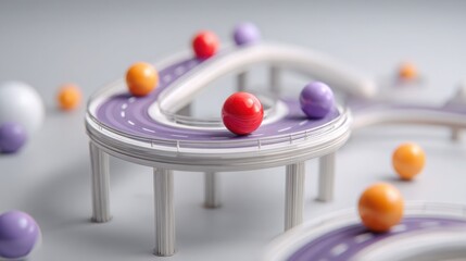 Table covered with colorful balls representing different aspects of ai credit risk roadmap milestone concepts