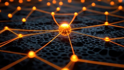 Golden nodes connected by lines, with a gray background