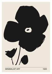 Obraz premium Minimalist poster with abstract art flower composition in trendy contemporary collage style