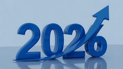 Projected growth to 2026 with upward arrow, business and finance trending