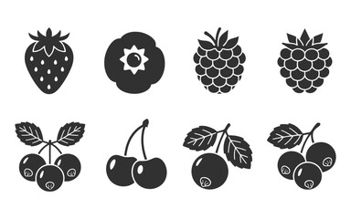 Berry Silhouette Icon Set &mdash; Simple Black Vector Style