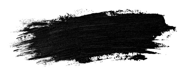 Rough Textured Black Grunge Brush Stroke With Messy Organic Edges Isolated on a Transparent or White Background