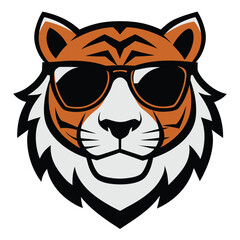 Stylized Tiger Head with Sunglasses Vector