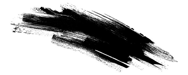 Expressive Black Ink Brush Stroke With Textured Grunge Design Isolated on a Transparent or White Background