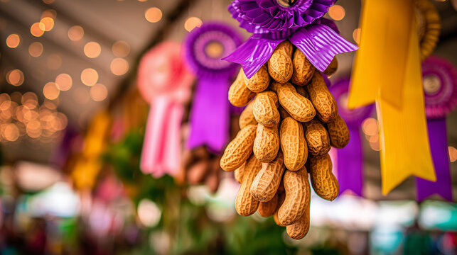Colorful Award-Winning Peanut Display with Ribbons at the National Peanut Festival