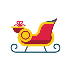 Christmas Sleigh Icon | Flat Holiday Symbol with Santa’s Sleigh
