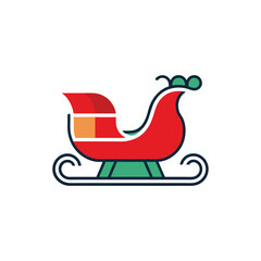 Christmas Sleigh Icon | Flat Holiday Symbol with Santa’s Sleigh
