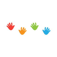 Colorful Handprints on White Background 1.