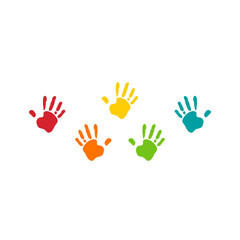 Colorful Handprints on White Background 2.