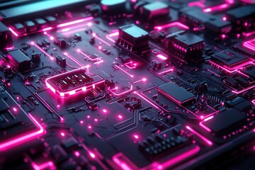 Cyberpunk-style metallic panel with glowing neon circuits, futuristic tech aesthetic, ultra-detailed