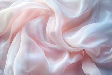 Obraz premium Delicate silk fabric flowing in the wind, soft pastel hues, gentle folds and shadows, dreamy atmosphere
