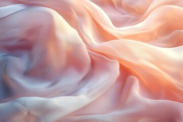 Obraz premium Delicate silk fabric flowing in the wind, soft pastel hues, gentle folds and shadows, dreamy atmosphere