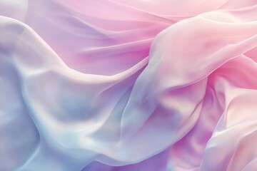 Obraz premium Delicate silk fabric flowing in the wind, soft pastel hues, gentle folds and shadows, dreamy atmosphere