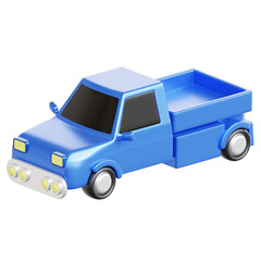 Blue Pickup Truck 3D Render with Transparent Background Automotive Design Vehicle Illustration Transportation Concept and Modern Aesthetic Car Modeling Presentation