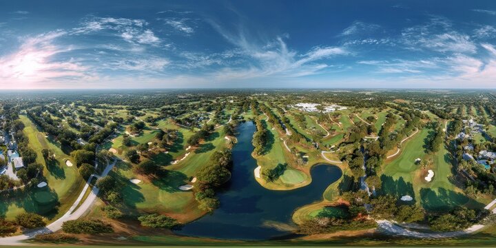 Golf Movie. Aerial 360 Photo of Grande Oaks Golf Club, Filming Location of Caddyshack Movie