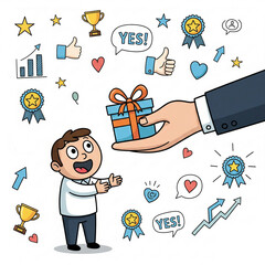 Employee Recognition Receiving Gift, Trophy, and Appreciation from Boss