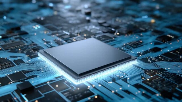 The Microchip Heart: A cutting-edge image showcasing a microchip, the brain of modern technology, intricately illuminated, representing the power of innovation.