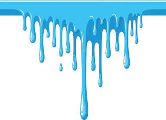 Blue paint drips liquid flowing down abstract art vector
