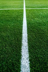 Obraz premium Green Artificial Turf Field White Line Marking green grass