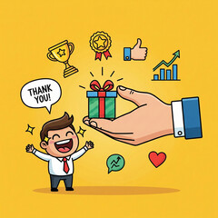 Employee Recognition Receiving Gift, Trophy, and Appreciation from Boss