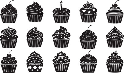 Birthday cake icon vector collection