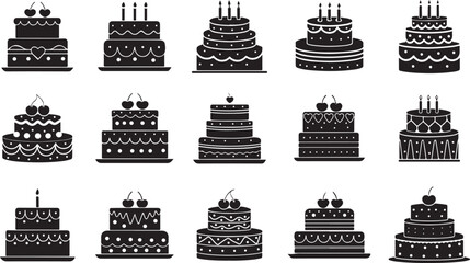 Birthday cake icon vector collection