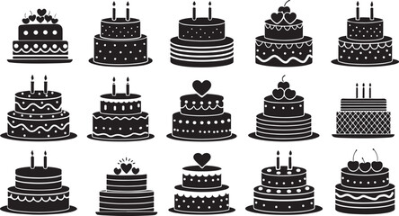 Birthday cake icon vector collection