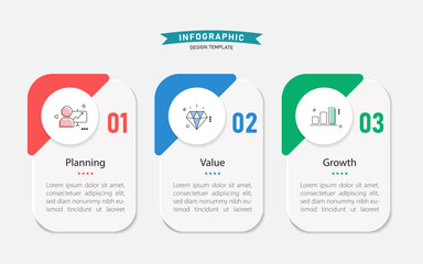 Infographic template design. 3 Step timeline journey. Process diagram, 3 options on white background, Infograph elements, business, education, technology, modern vector illustration.