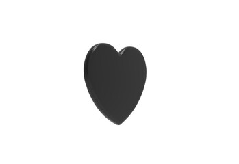 black heart angle view without shadow 3d render