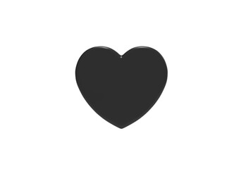 black heart front view without shadow 3d render
