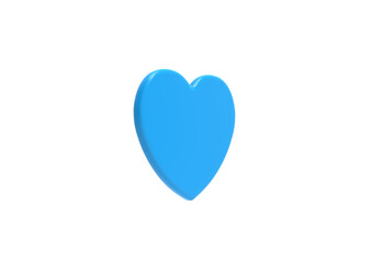 blue heart angle view without shadow 3d render