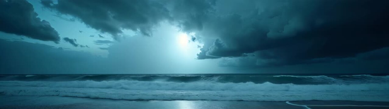 Lightning bolt hitting the ocean on a stormy day