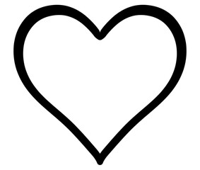 Black Outline of heart on transparent background