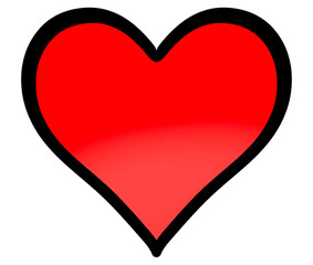 A vibrant red heart symbolizing love and passion shining on transparent background