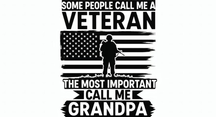 Veteran grandpa american flag silhouette soldier tribute