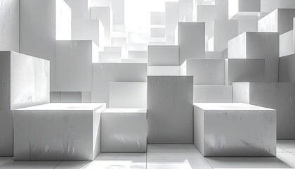 Abstract white cubic geometric pattern