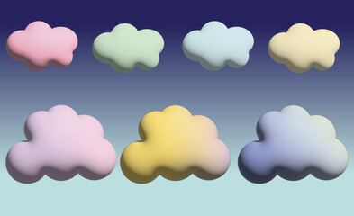 3D clouds multiple colors