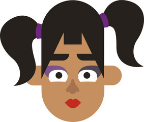 Girl with Pigtails Vector Icon