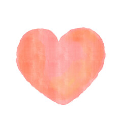 A soft illustration of an orange heart painted in watercolor