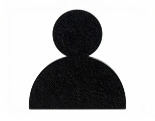 A simple, silhouette-like figure. Solid black against a bright white background