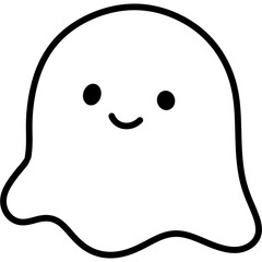 Cute ghost cartoon with happy face for halloween celebration and spooky fun