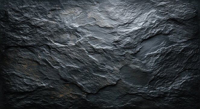 Fondo Pizarra. Textura de Piedra Negra en la Sombra de la Noche