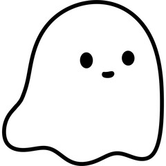 Cute halloween ghost cartoon with simple black eyes and smile for spooky fun