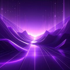 Digital landscape bathed in violet light