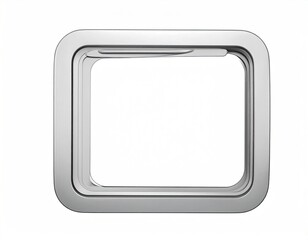 A chrome-like square frame with rounded edges, layered and against a white backdrop