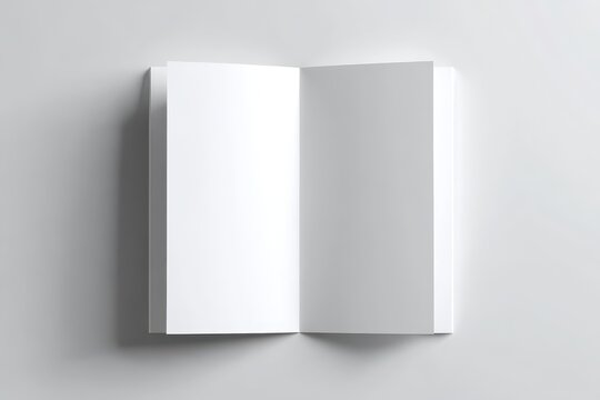 Funeral Booklet. Vertical Booklet Mockup in White Background, Divided into Two Parts, Isolated. Portrait A4 Brochure Template