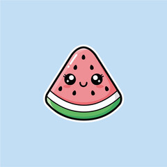 Cute kawaii watermelon fruit vector illustration