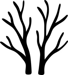 Witches forest silhouette with bare branches creating spooky and mysterious atmosphere