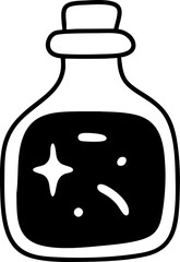 Magical potion bottle glows with mystery in witches forest scene